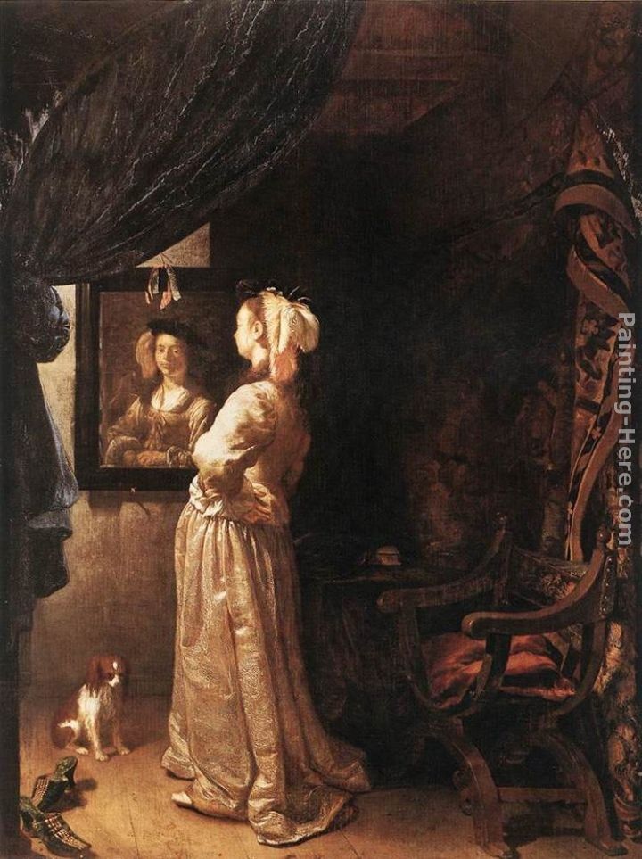 Frans van Mieris Woman before the mirror - detail